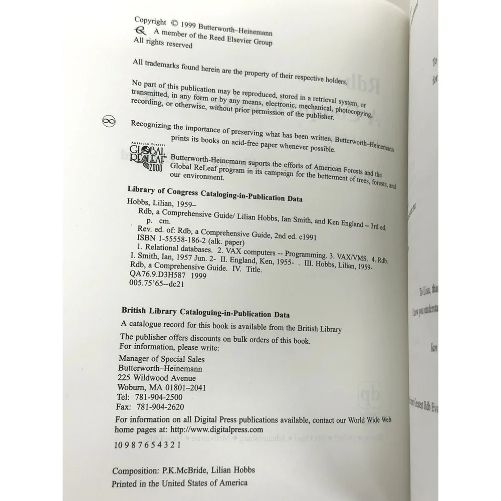 Rdb: A Comprehensive Guide (Paperback) Third Edition Lilian Hobbs Ian Smith Ken